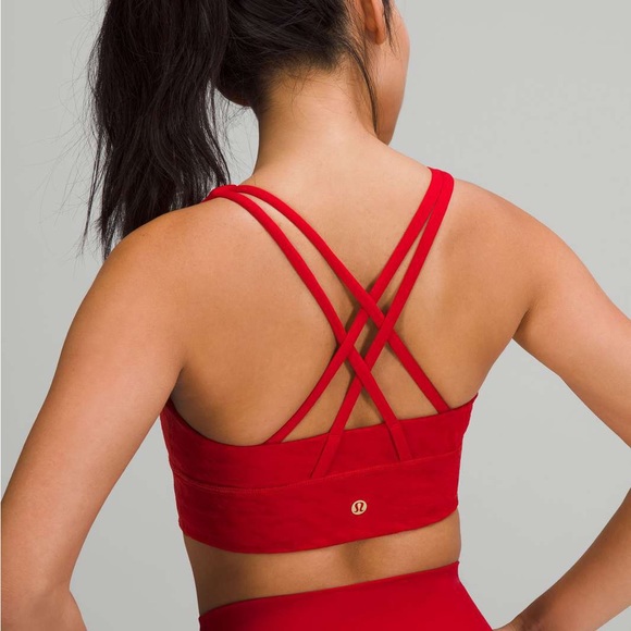 lululemon athletica Tops - (3/100$) Lululemon Energy Longline Bra Lunar New Year Dark Red Textured